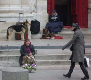 Solitude or community - in the Marais district of Paris.