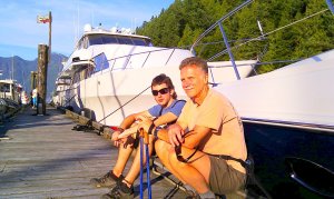 Relaxing after a local hike with a young visitor from Spain