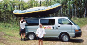 Packing up after our whitewater rafting adventure