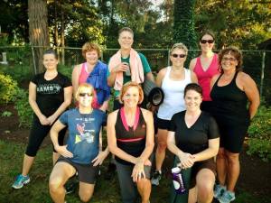 Before I signed up with the personal trainer, Cheryl and I tried one of her boot camps. At the top of the beach stairs.